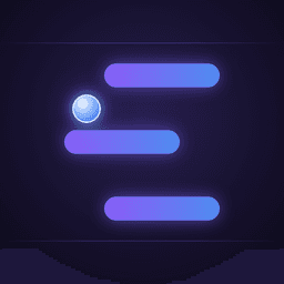 FumTum app icon: a glowing blue ball beside violet-to-blue bars